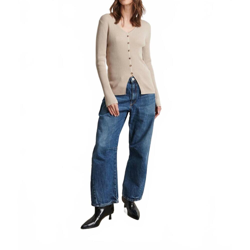 NEW LINE KNITWEAR rowe button down cardigan in cashew